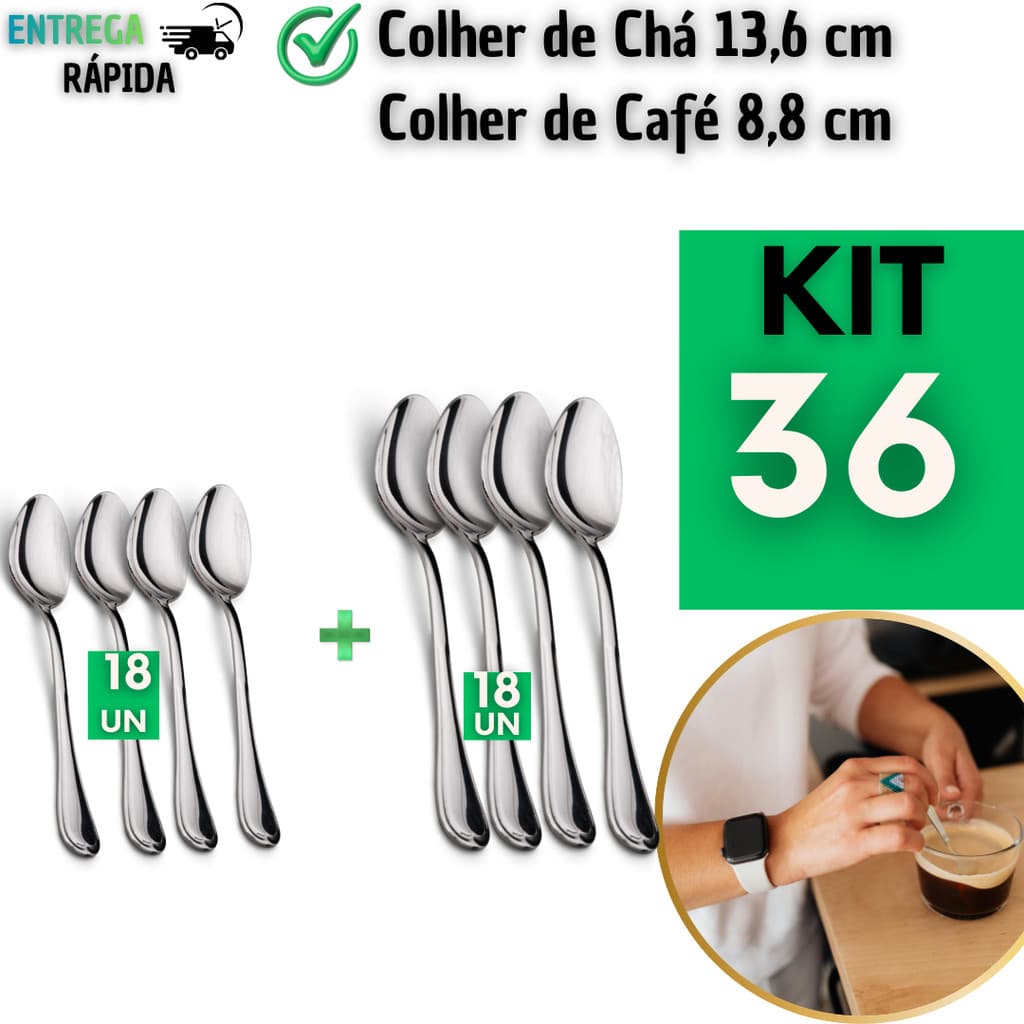Colher De Chá e Café Inox 12/24/36 Colheres Premium Cozinha Restaurante Bar Lanchonete Confeitaria