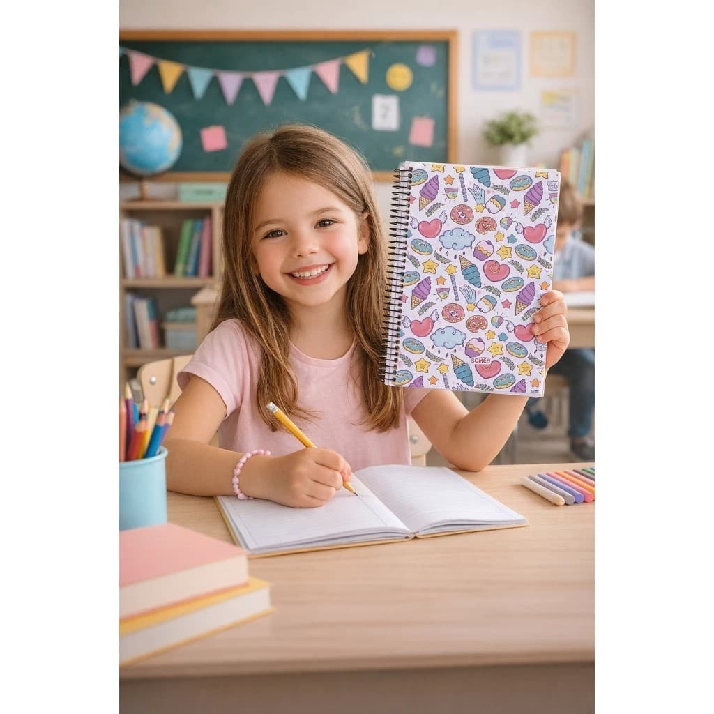 Caderno Universitário 10 Matérias 160 Folhas Colorido Escolar