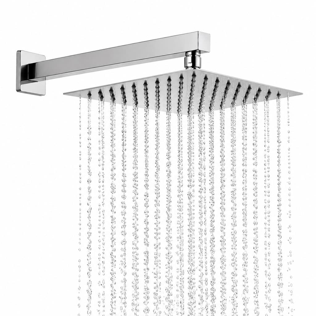 Chuveiro Ducha Inox 304 Quadrado Articulado 20X20 Slim Banheiro Acabamento Cromado Piscina Externa