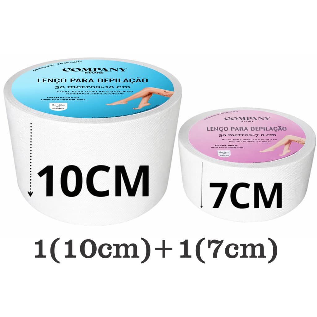 KIT Depilação Papel TNT Escolha a Larguras 2,5cm sobrancelha e buço, 7cm, ou 10cm 80gramas 50m cada Lycasa
