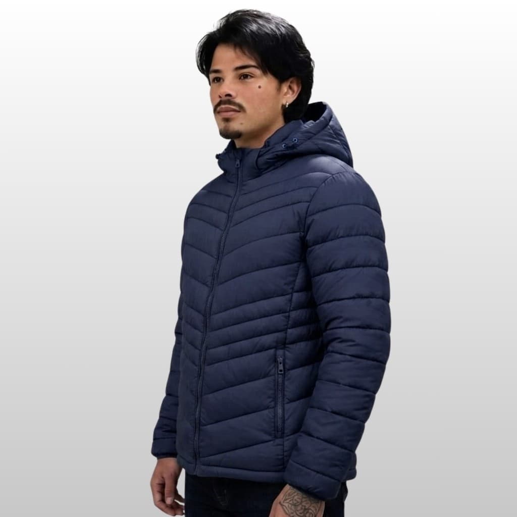 Jaqueta Nylon Puffer Safira Peluciada Masculina Capuz Removível M ao XG