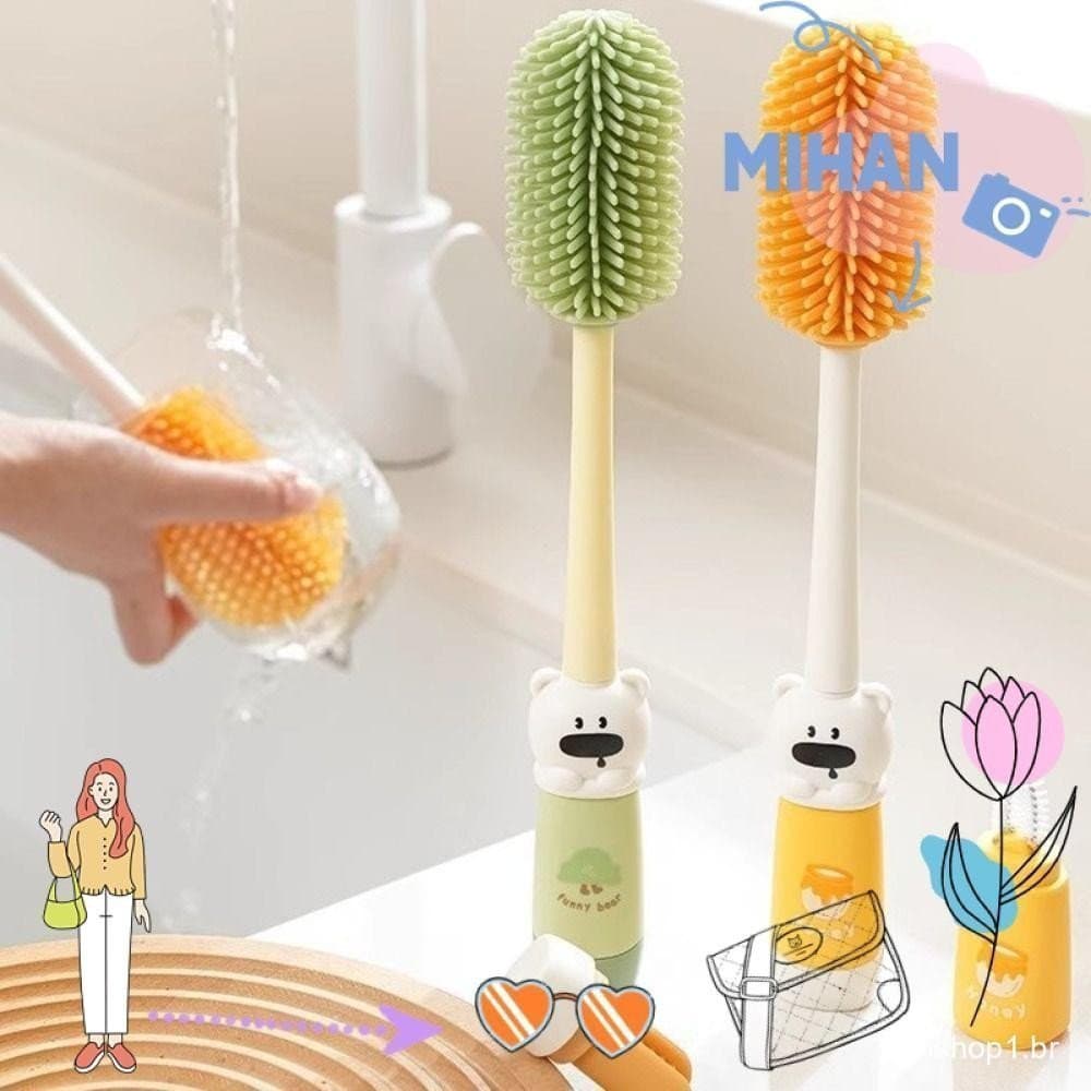 Purificador De Palha Para Chupeta MH-BEAUTY , Conjunto De Escova Limpeza De Garrafas Com Cabo Longo De 360 Graus , 4 Em