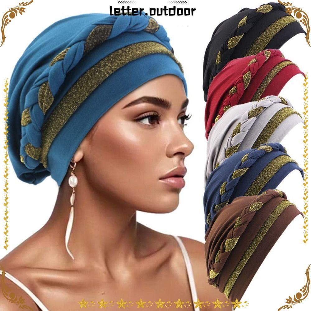 LO Chapéu Feminino Turbante Hijab , Envoltórios De Cabeça Africanos Respiráveis Elásticos , Boné De Macio Com Trança De