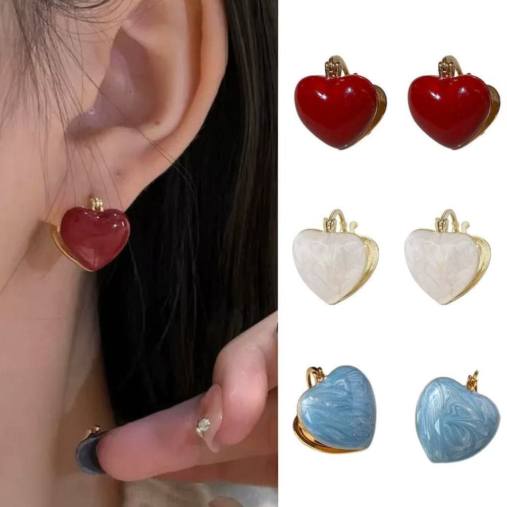 Brincos de coração de amor com gotejamento de óleo vermelho francês retrô temperamento de alta qualidade personalidade p