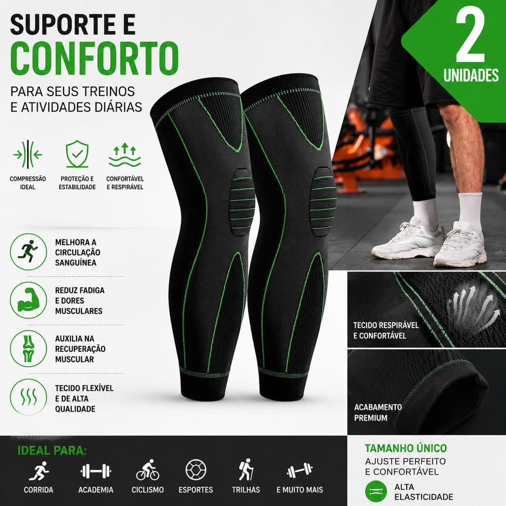 Kit 2 Joelheiras de Compressão Térmica – Suporte para Joelho/ Conforto nos Treinos/ Alta Elasticidade---WJ