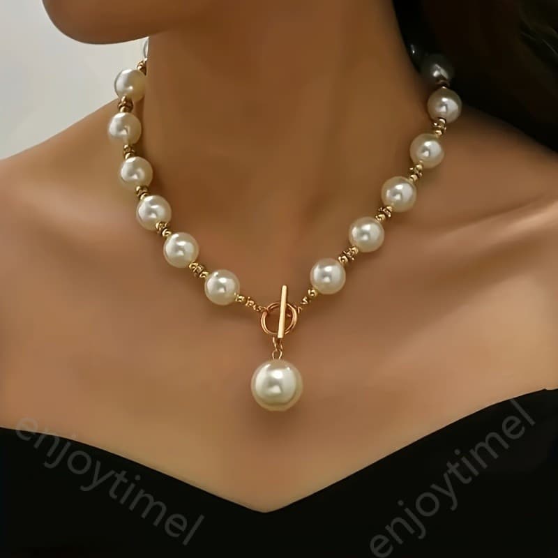 High-end Imitação Pérola Temperamento Colar Jóias OT Buckle Design Casamento Banquete Roupas Correspondência