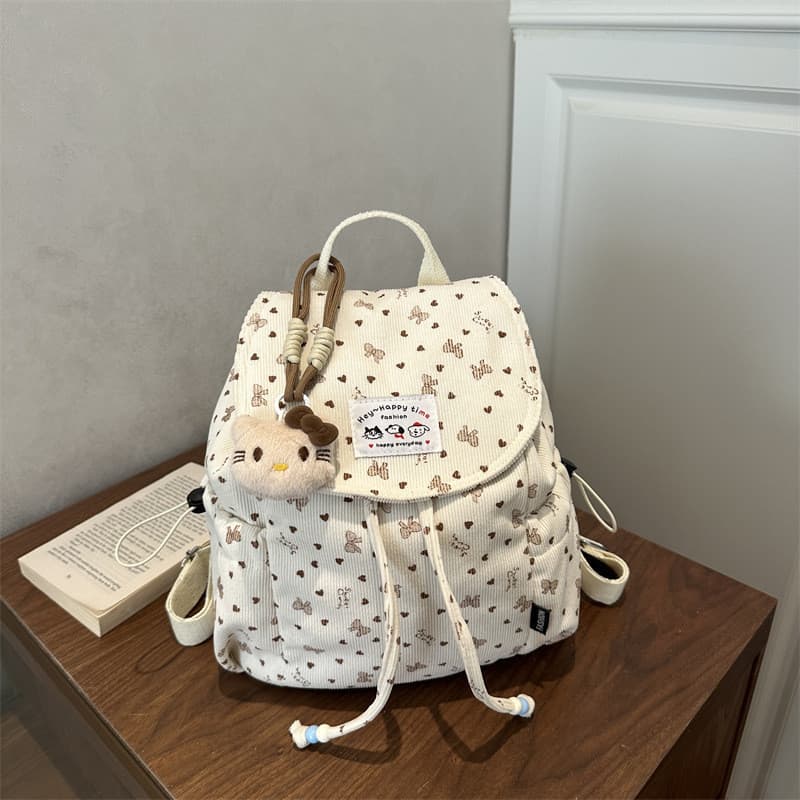 Mochila de veludo feminina doce nicho estudante pequena mochila All-Match leve cordão Commuter coreano simples mochila