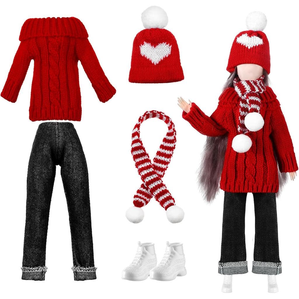 Geyoga Conjunto de Roupas de Inverno para Boneca de 11,5 Polegadas, Acessórios para Boneca Menina, Incluindo Suéteres, C