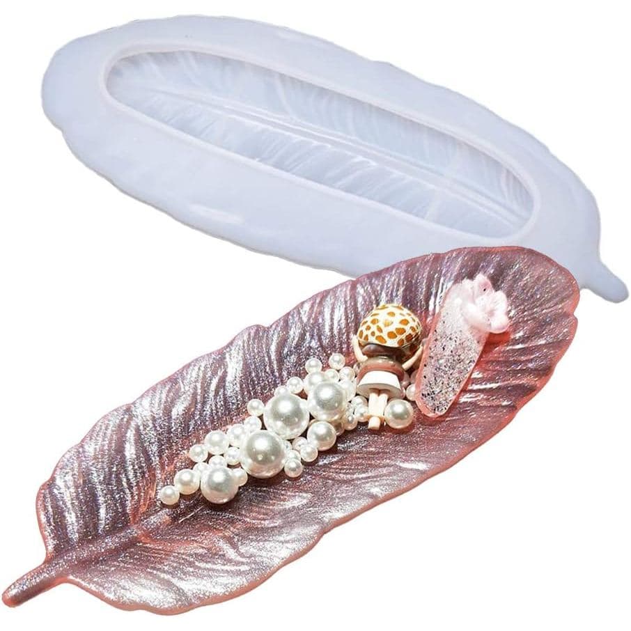 Silicone Feather Shaped Mold Creative Epoxy Resin Casting Mold for Making Jewelry Tray Dishes Storage Decoration Resin C