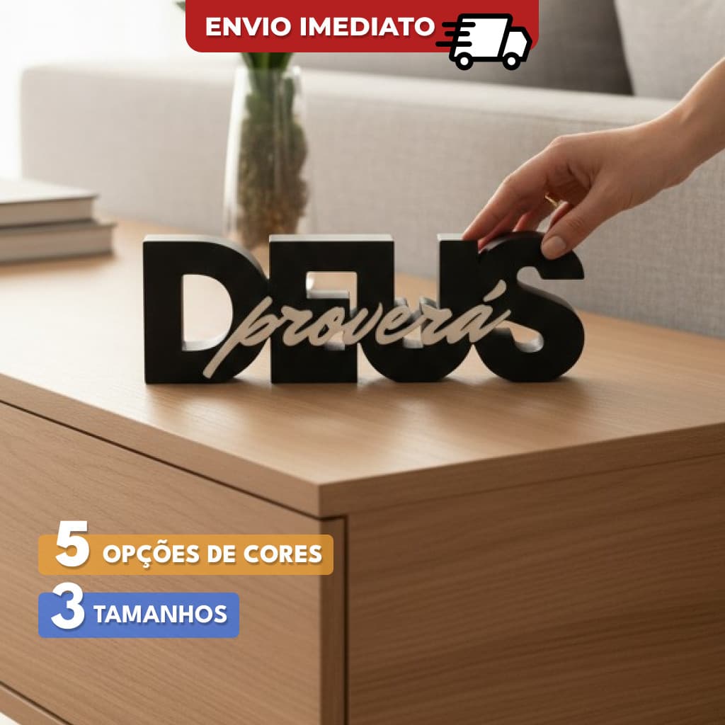 Letreiro Decorativo Deus Proverá | Placa Cristã para Mesa, Sala e Decoração de Casa