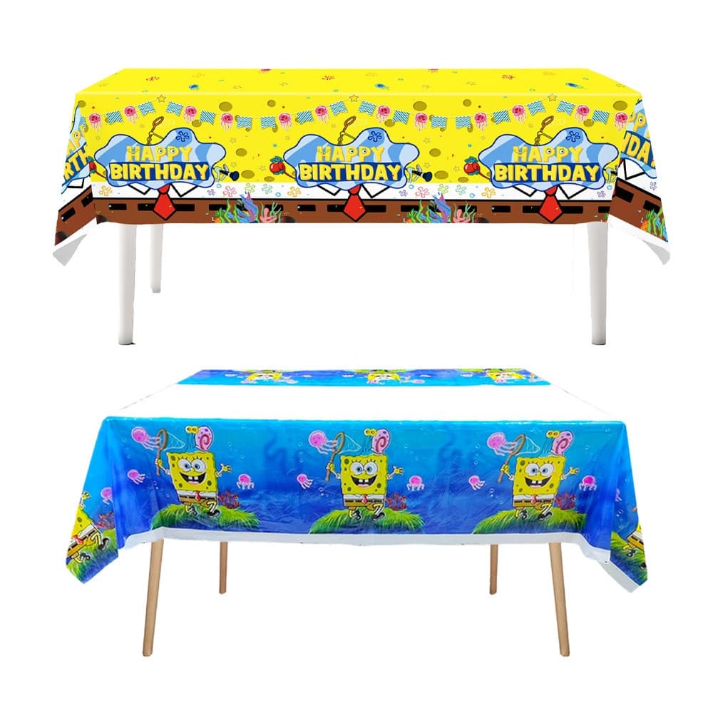 1 Pçs Bob Esponja Calça Quadrada Toalha De Mesa Super Aranha Capa De Plástico Descartável Para Chá De Bebê Crianças Deco