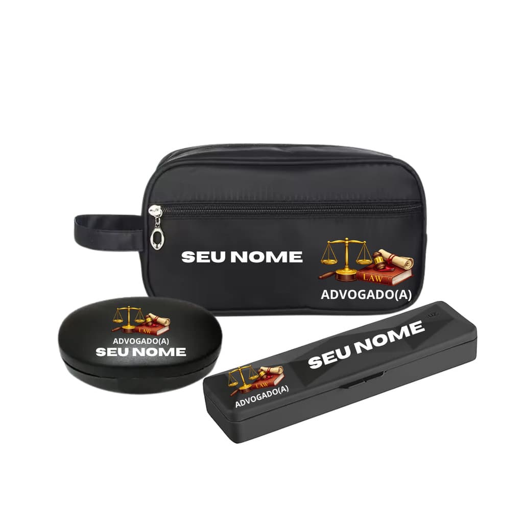 Kit Necessaire Bolsa Personalizada Estojo Profissões Nome