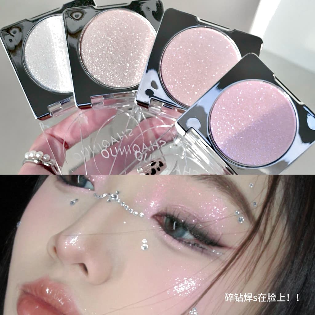 SHAQINUO Aurora Magic Diamond Destacando Pó Perolado Iluminador Fino Piscando Diamante Destacando Creme Delicado Pó Ilum