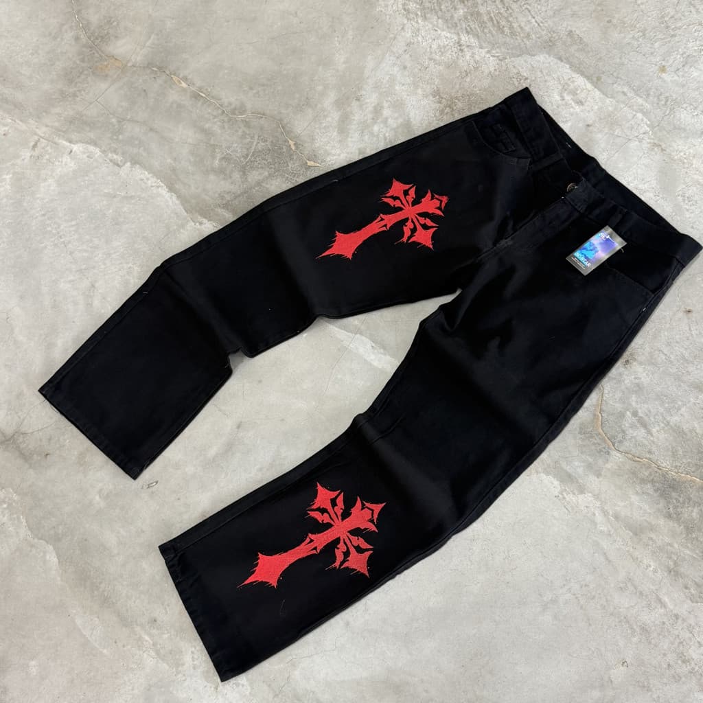 Calça Jeans Baggy Preto Balão Masculino "CRUZ "