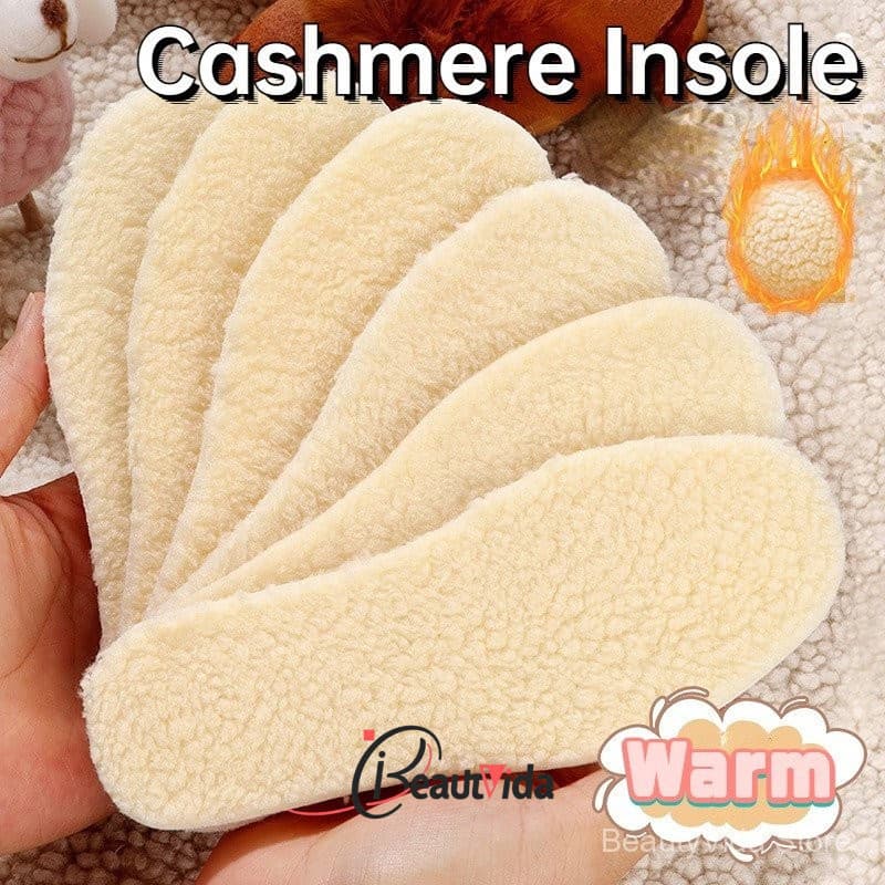 1 Par De Palmilhas De Caxemira Espessadas De Pelúcia De Inverno