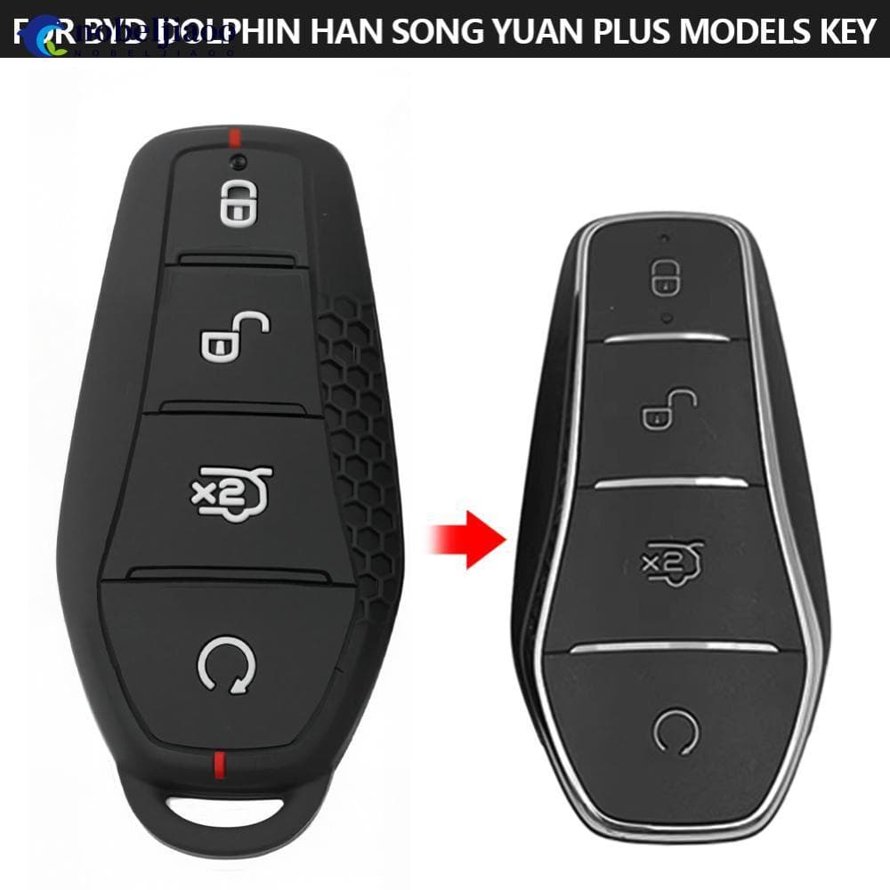 NOBELJIAOO Capa De Chave Remota De Silicone Com 4 Botões Para BYD Golfinho Han Canção Yuan Plus Modelos Fob Antiderrapan