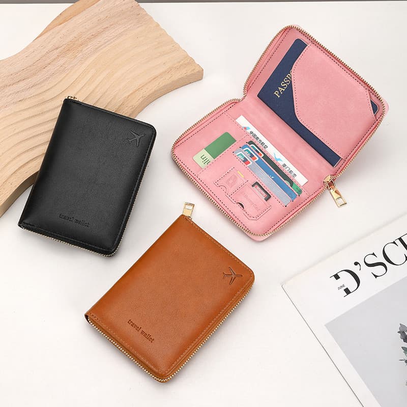 Porta-Passaporte Antifurto RFID - Bolsa Multifuncional para Documentos de Viagem com Zíper