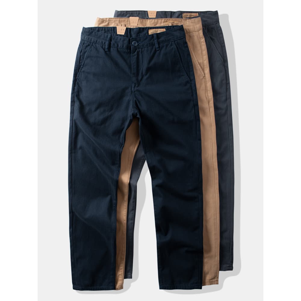 Puro algodão cônico magro-ajuste macacão ao ar livre calças casuais masculinas Ami cáqui primavera outono novo estilo co