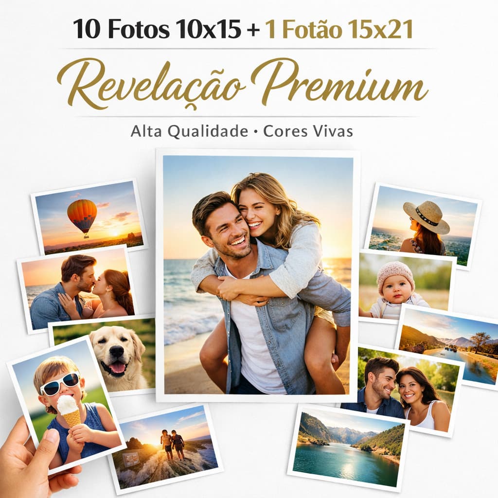 Kit Revelação de Fotos 10 Fotos 10x15 + 1 Fotão 15x21 Qualidade Profissional