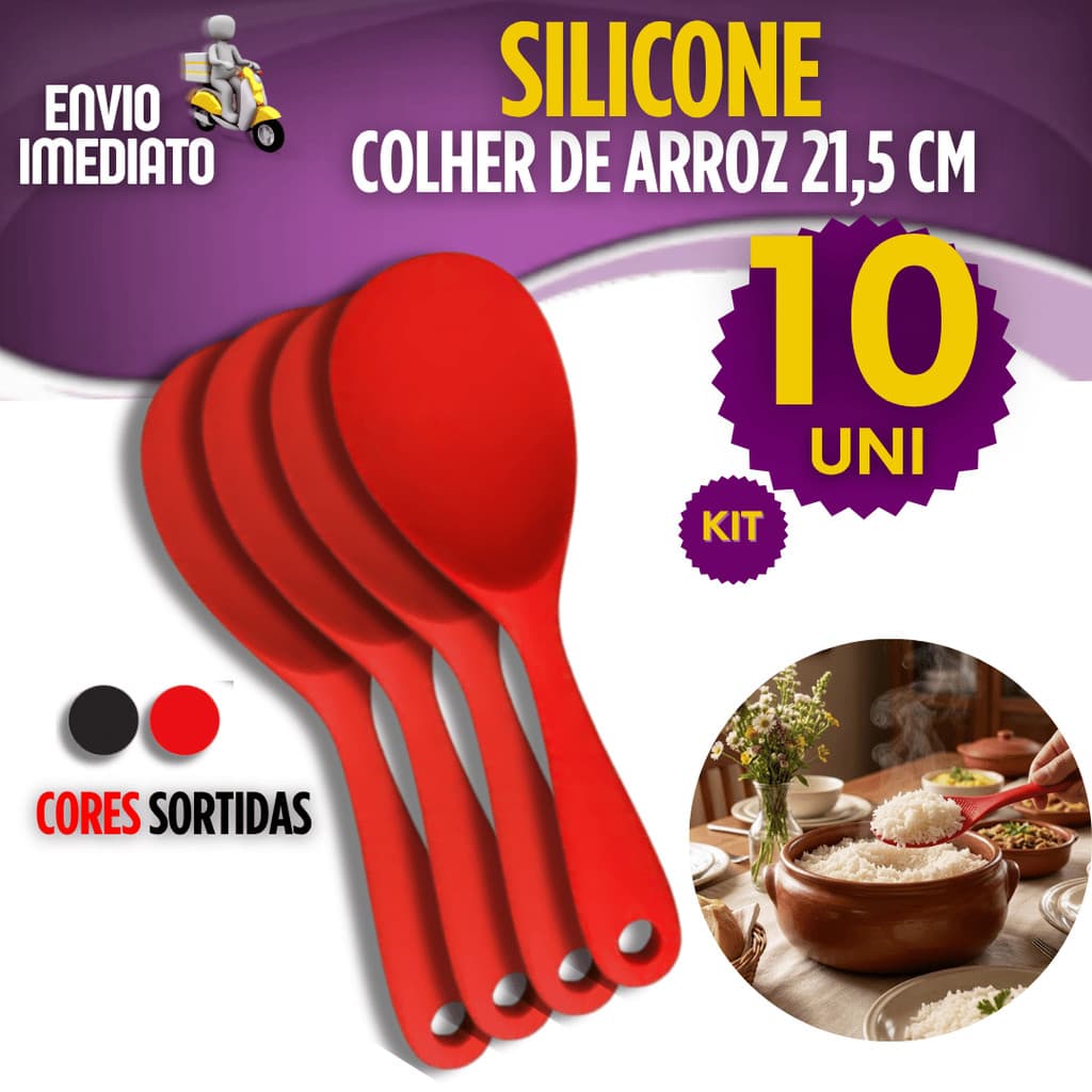 Jogo 5/7/8/10 Colher De Arroz Silicone Premium Antiaderente Pequena Utensílios de Silicone Cozinha