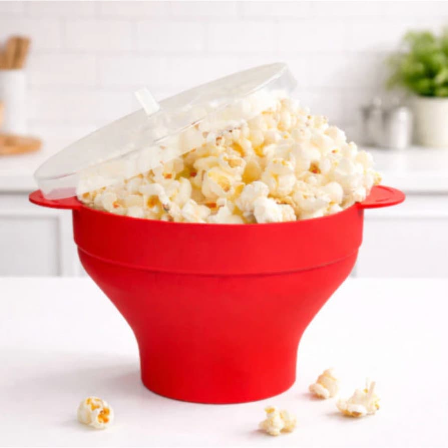 Pipoqueira Grande Para Micro-ondas Sem Óleo Balde Pipoca Silicone Redonda Com Tampa Livre BPA