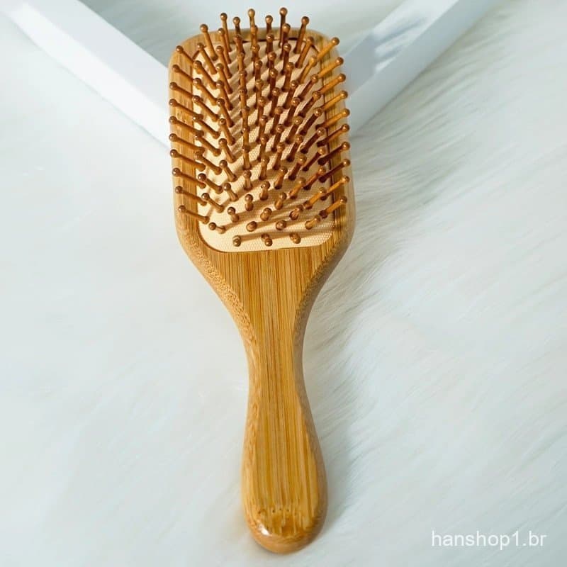 Escova De Cabelo De Bambu Natureza Antiestática De Madeira Couro Cabeludo Massagem Pente Almofada De Ar Ferramentas De E