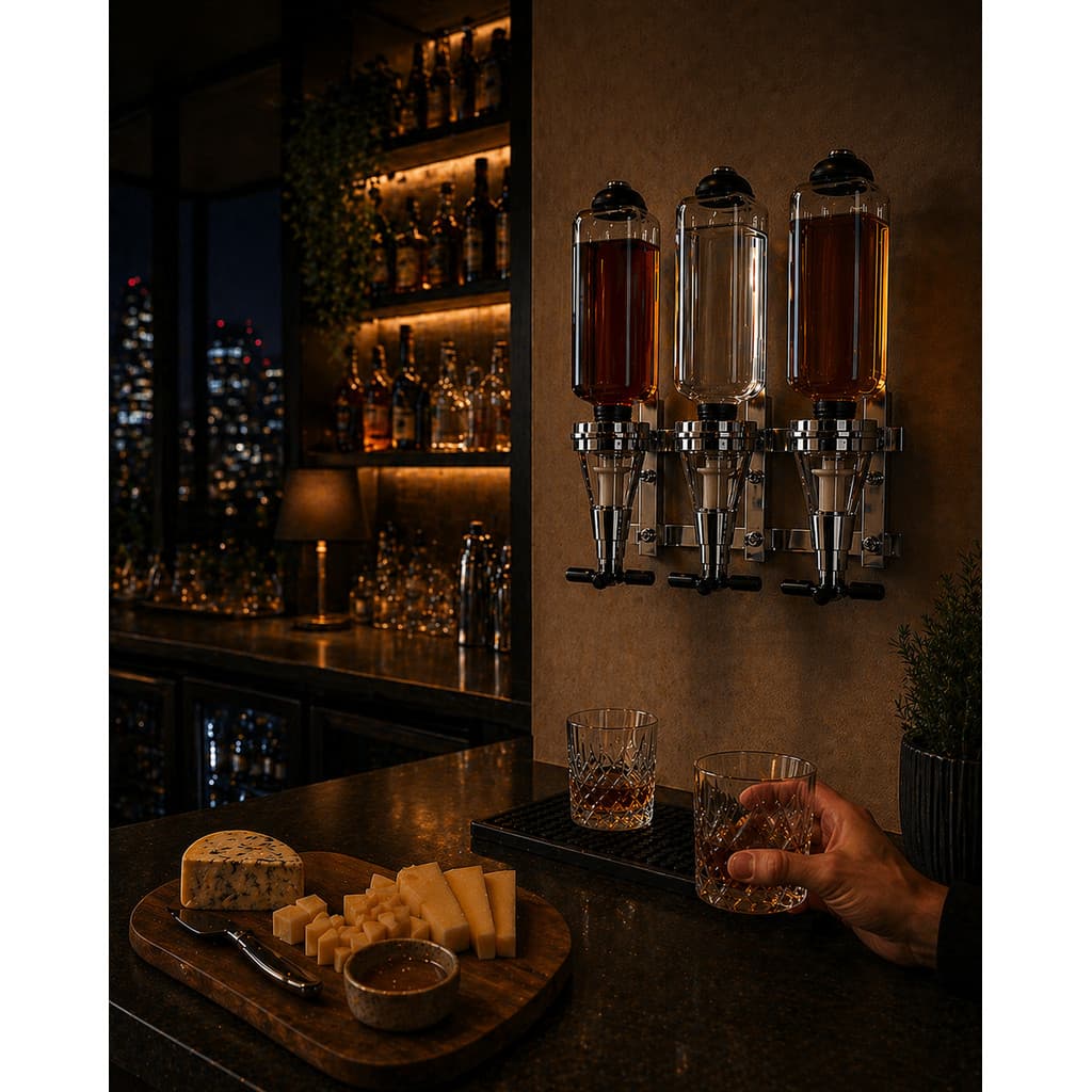 Porta Bebidas Dispenser Bar Butler Suporte de Parede Whisky Pinga Vodka Dosador Para Até 3 Garrafas