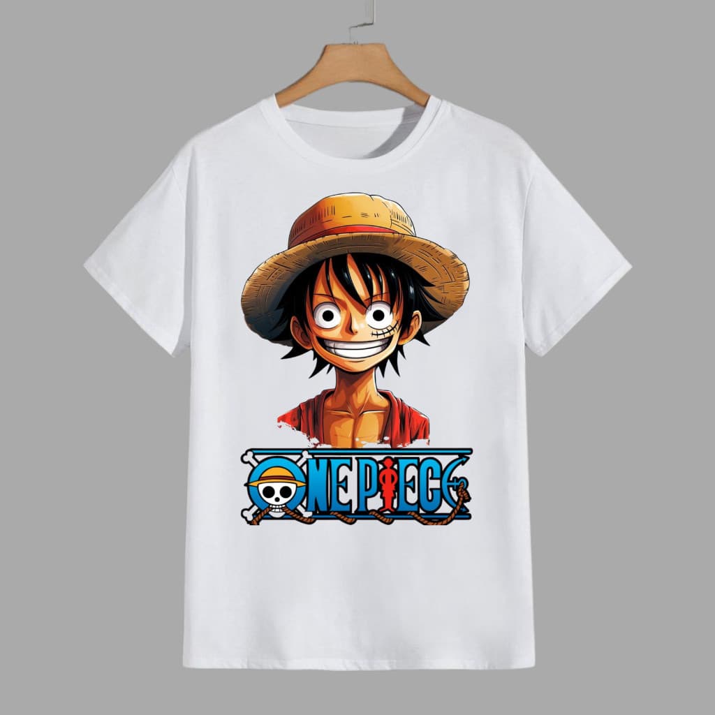CAMISETA CAMISA BLUSA INFANTIL E JUVENIL ONE PIECE LUFFY ANIME ROUPA MENINA E MENINO