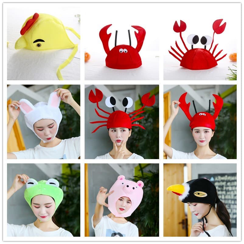 Crianças adulto dos desenhos animados Piggy coelho lagosta caranguejo animal chapéu desempenho adereços desempenho Headw