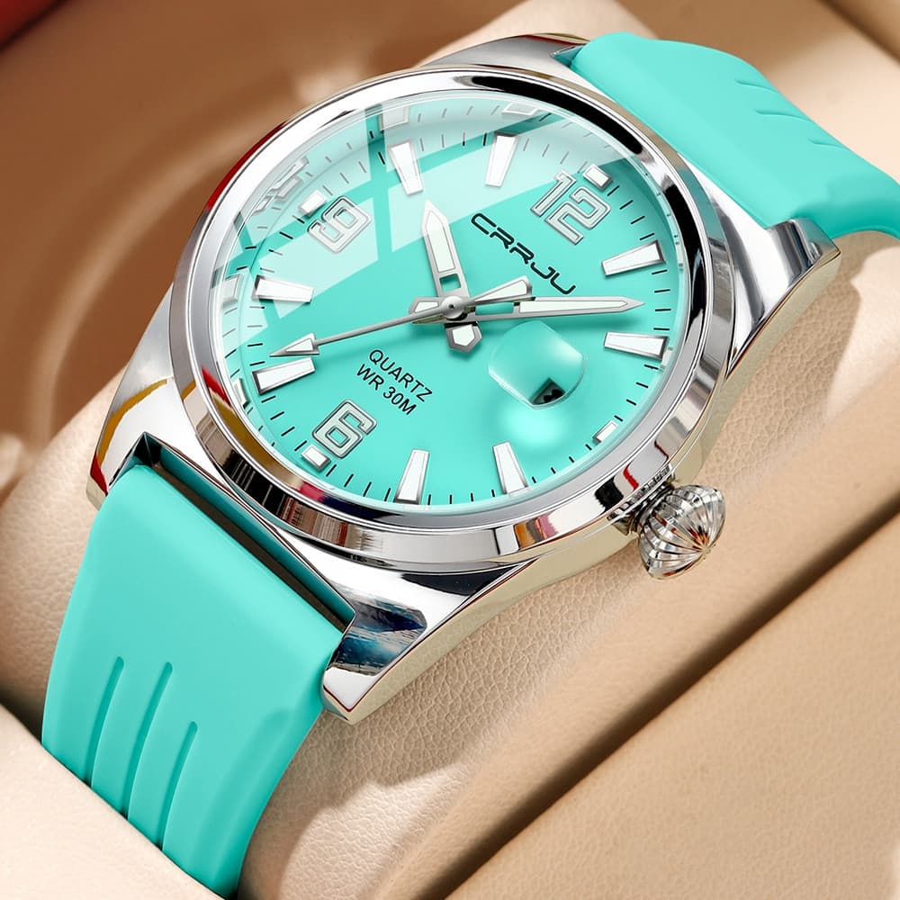 CRRJU, relógio masculino, elegante, luxuoso, design simples, relógio esportivo à prova d'água com movimento de quartzo 5