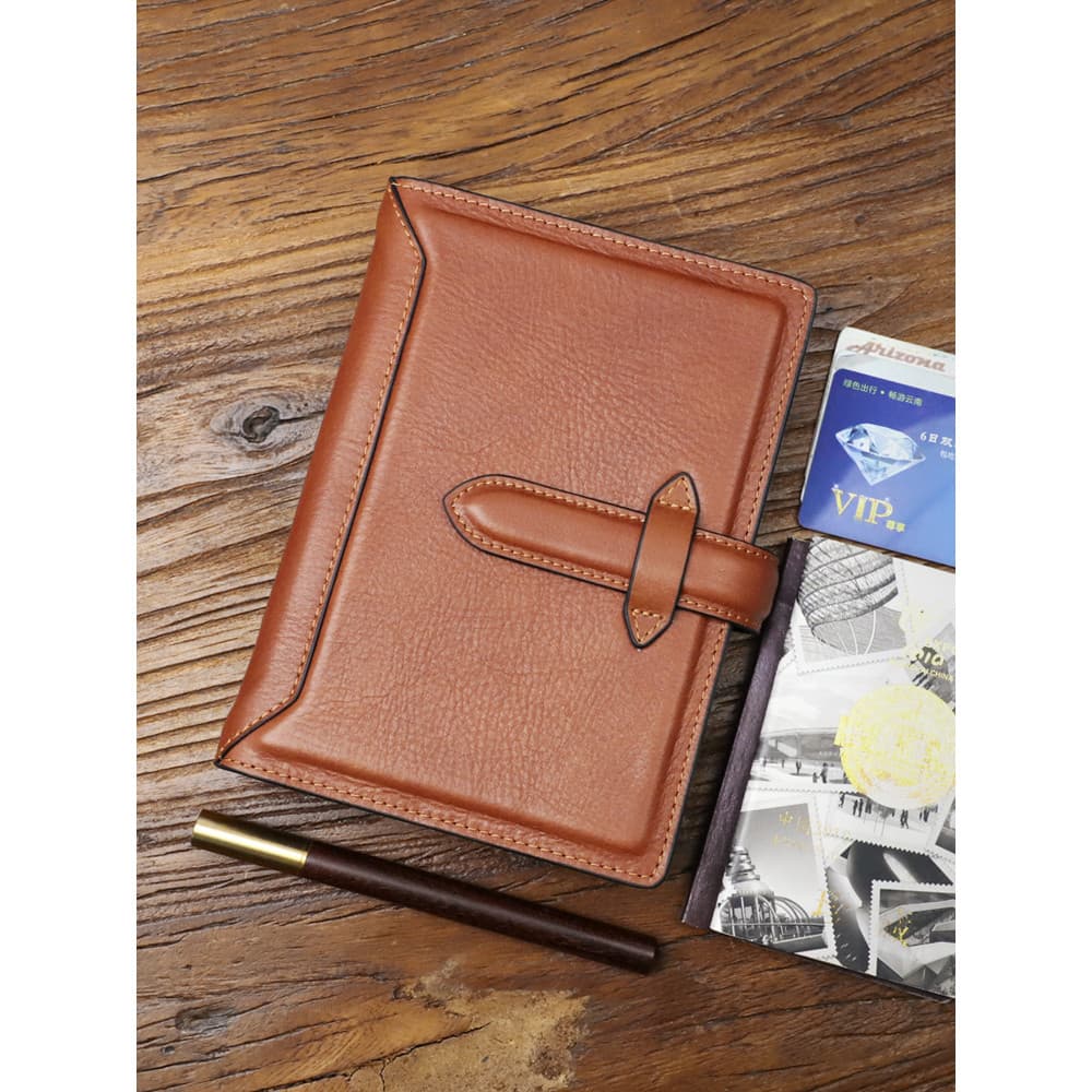Manual de couro genuíno feito à mão A6 bloco de notas primeira camada vegetal curtido couro High-End viagem caderno past