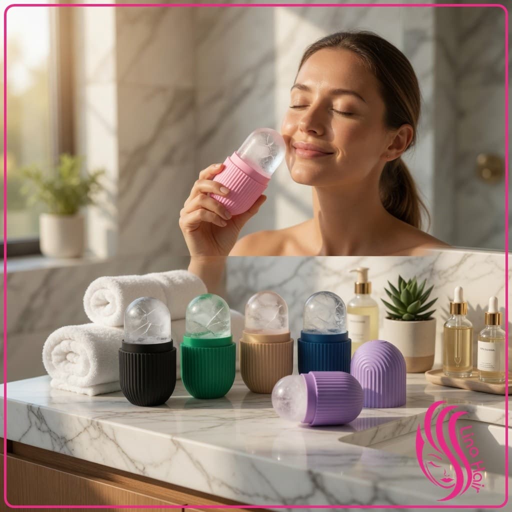 Rolo Massageador Facial Gelo Silicone Pescoço Anti-Inchaço Poros Olheira Cuidados Pele Rosto