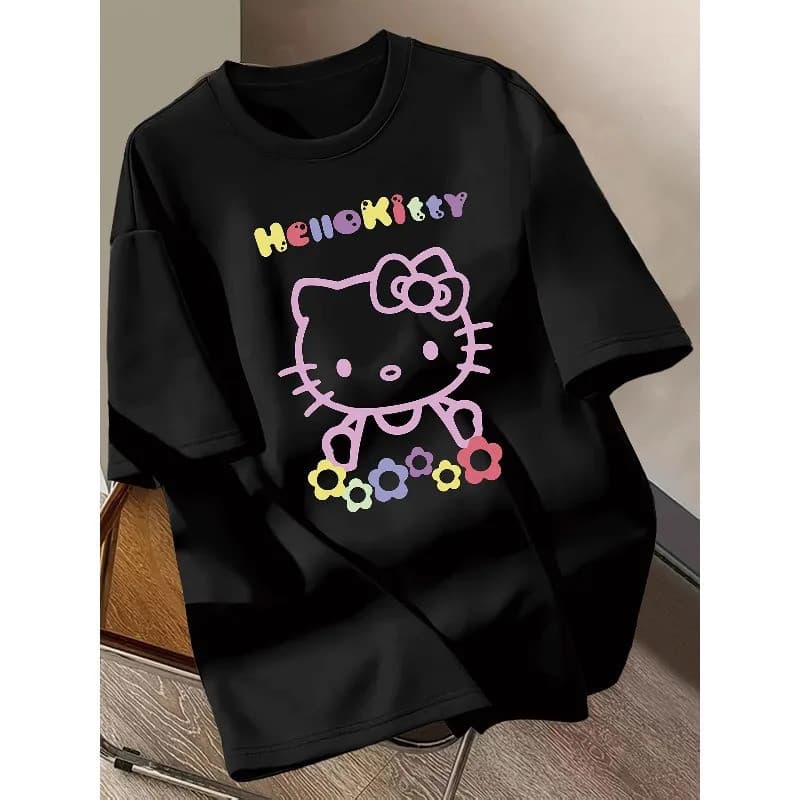 Camiseta Feminina Hello Colorida Kitty Blogueira Camisa Algodao Premium Plus Size