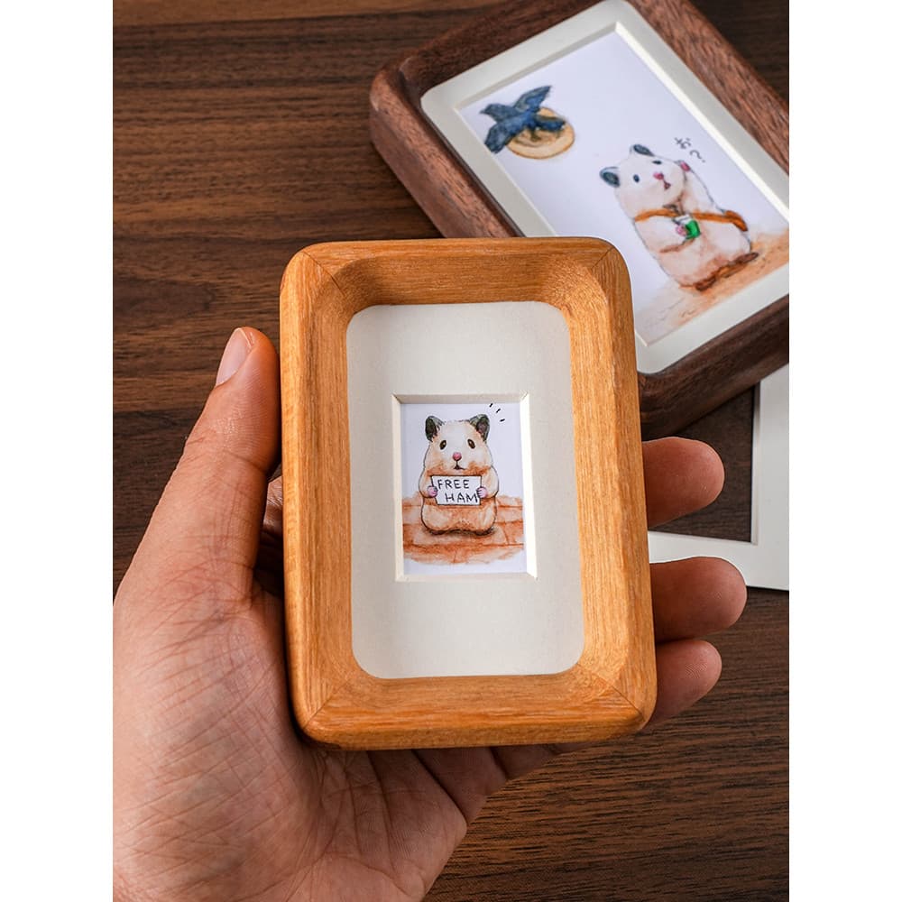 Desenhos animados Mini madeira maciça Polaroid moldura de foto mesa lavagem fotos fazer pequenos ornamentos diy impressã