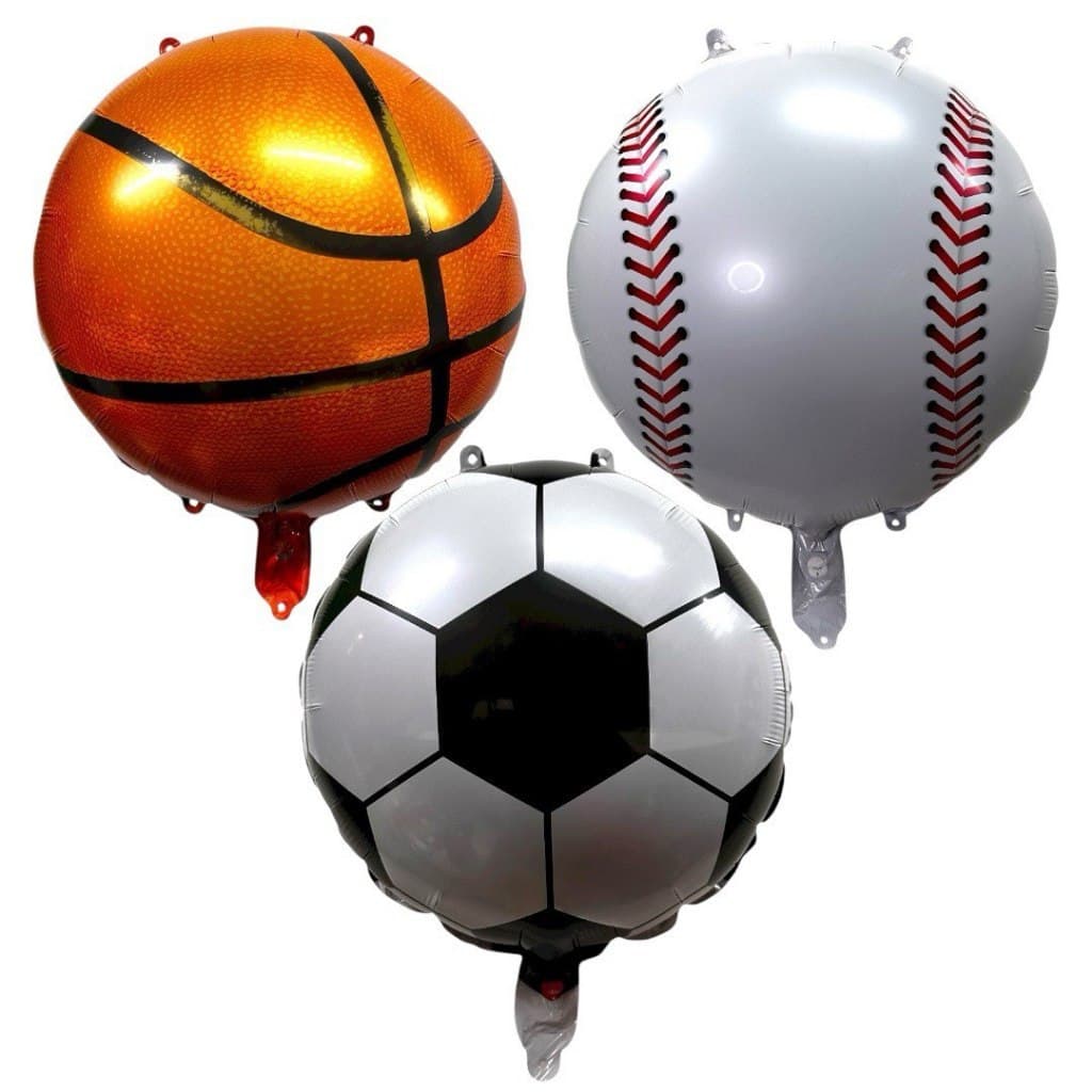 Kit 9 Balão Metalizado Bola Futebol Basquete Beisebol 45cm Festa Decoração Enfeite Lembrancinha