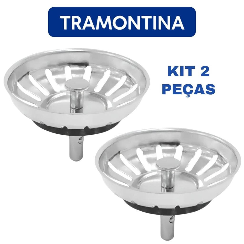 Peneira Tampa Veda Válvula Tramontina 4 1/2 Cestinho Inox Kit Com 2 Peças Originais