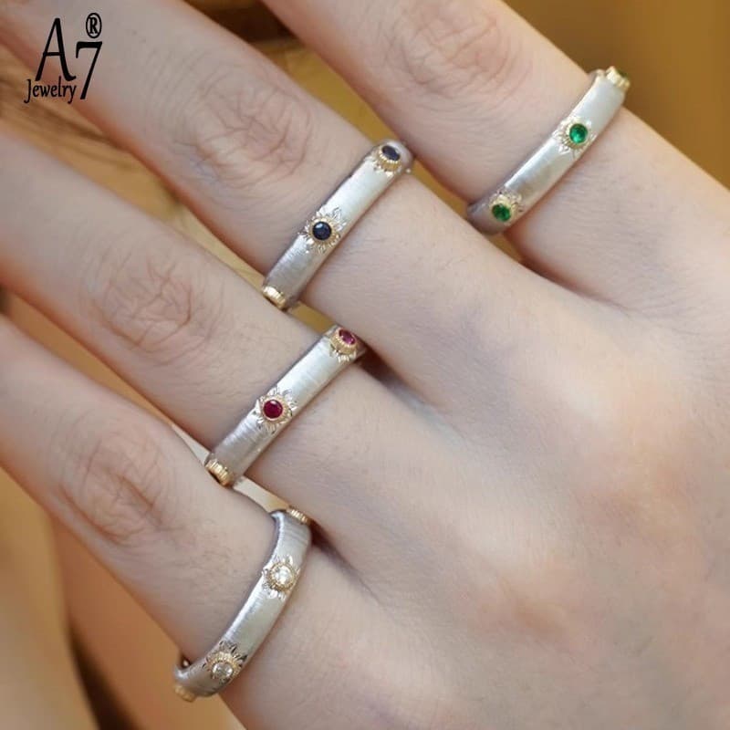 Anel Bicolor Banhado A Ouro Texturizado Retrô Clássico M4935