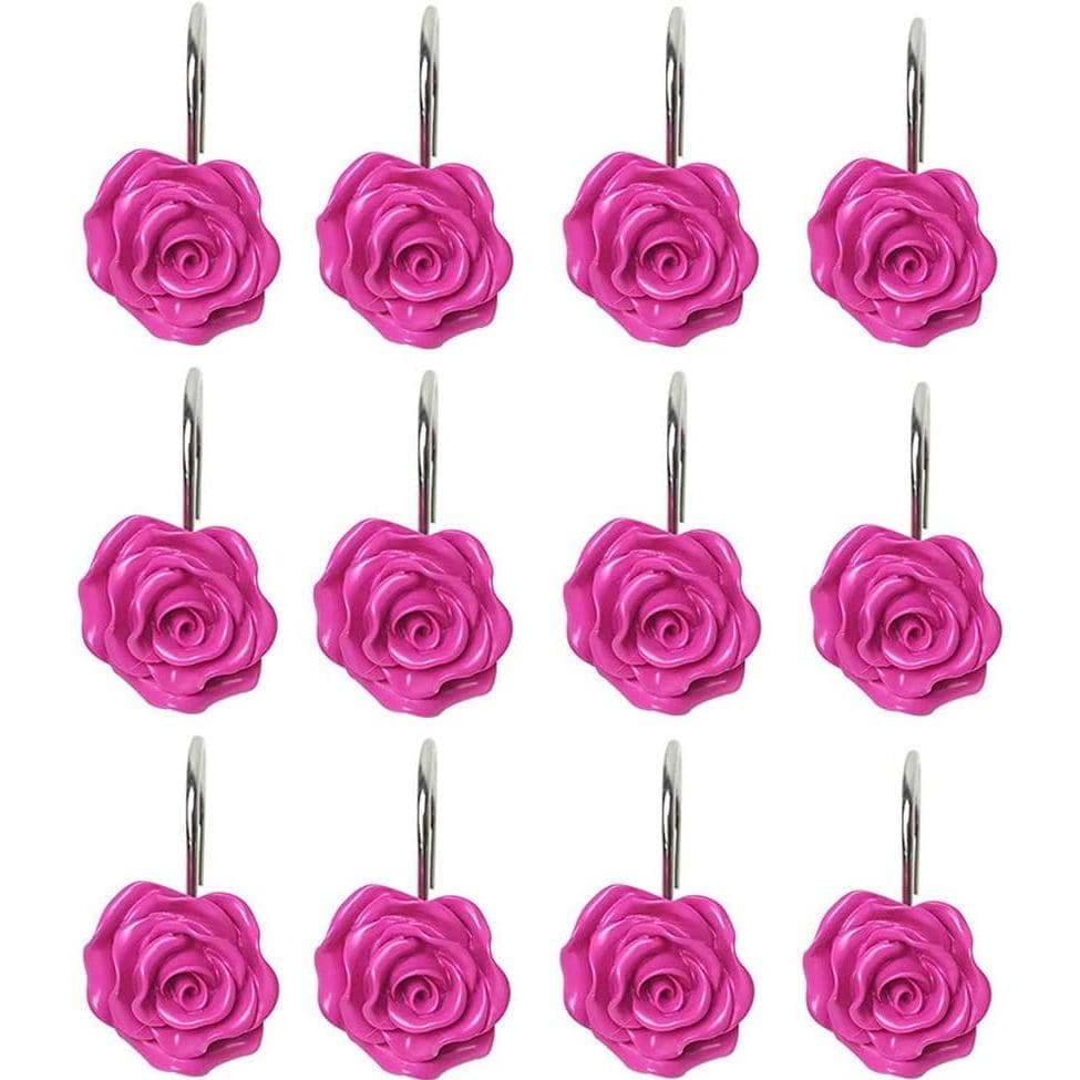 Actpe 12 peças de ganchos para cortina de chuveiro, ganchos decorativos à prova de ferrugem para cortina de chuveiro, ga