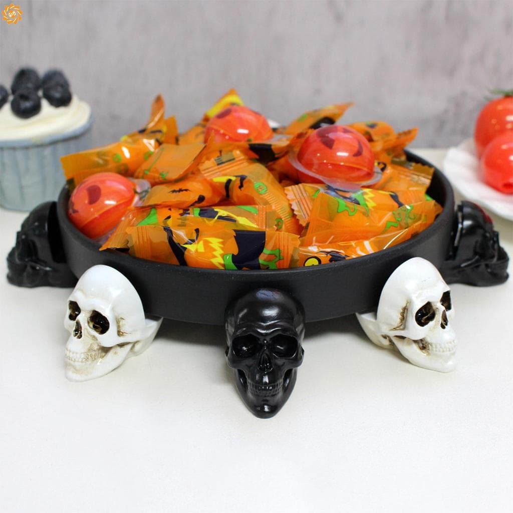 Halloween Crânios Cabeças Estatuetas Aterrorizante Resina Esqueleto Ornamento Para DIY Artesanato Barra