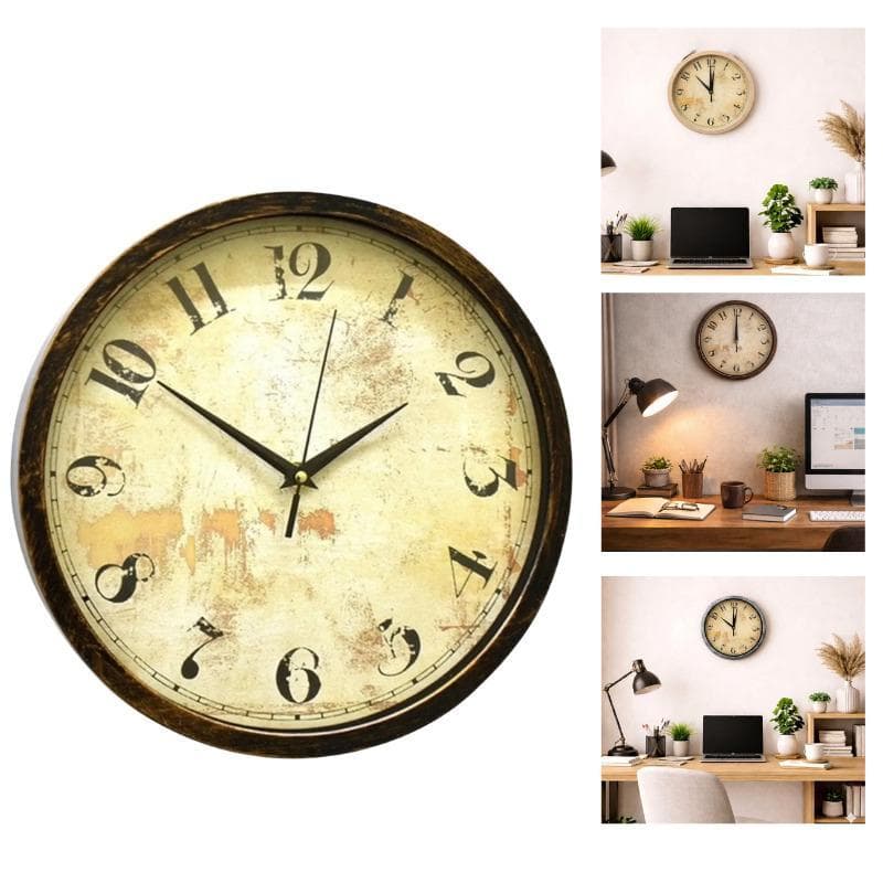 Relogio De Parede Estilo Madeira Redodndo Vintage Retro Rustico Envelhecido Decorativo Sala Escritorio Cozinha