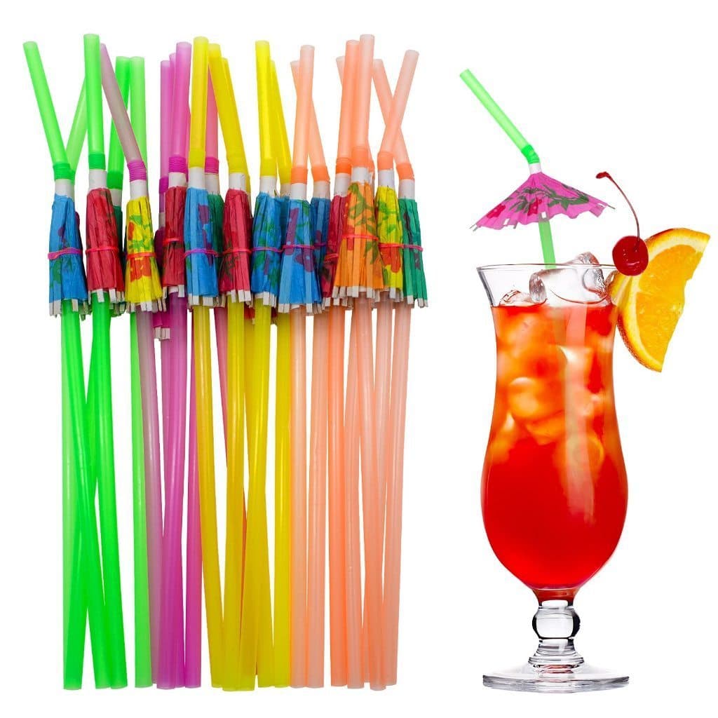 Canudo Tropical Guarda-Chuva Mexico - Para Bebidas de Praia, Drinks - 10 UNIDADES