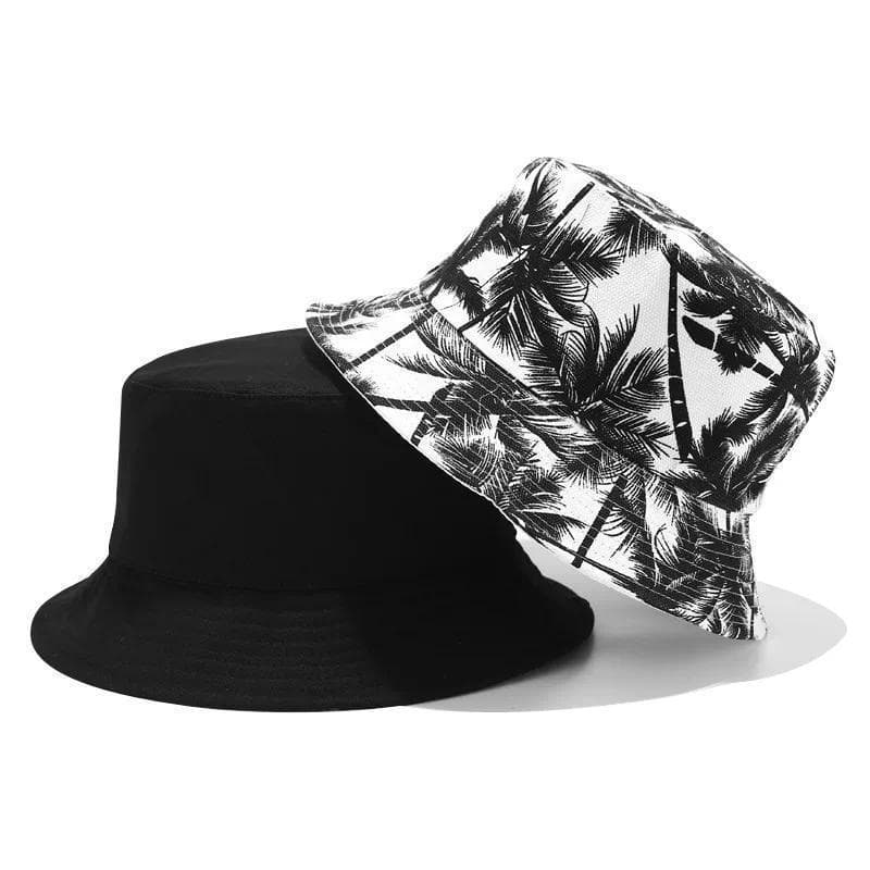 Chapéu Bucket Unissex com Estampa de Coqueiro em Algodão, Estilo Hip Hop, Chapéu de Pescador Panamá, Chapéu de Sol Casua