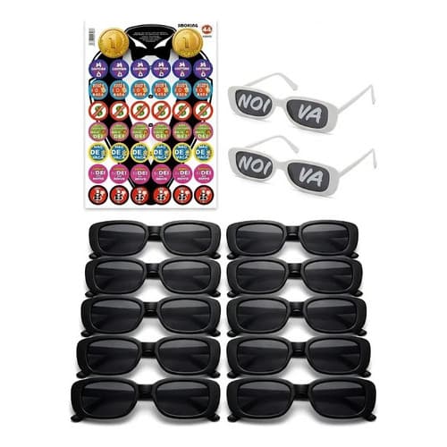 Kit Hora Da Gravata Casamento 12 Óculos Retro + 44 Adesivos