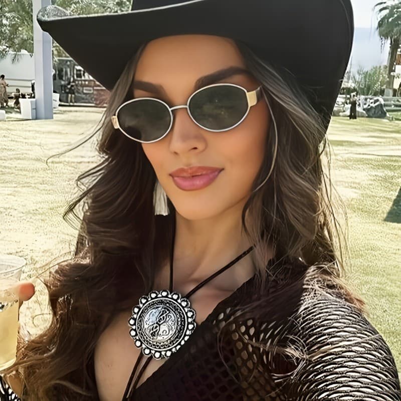 Óculos De Moda Ovais Com Armação De Metal Feminino Para Uso Diário , Acessórios De Cores Da