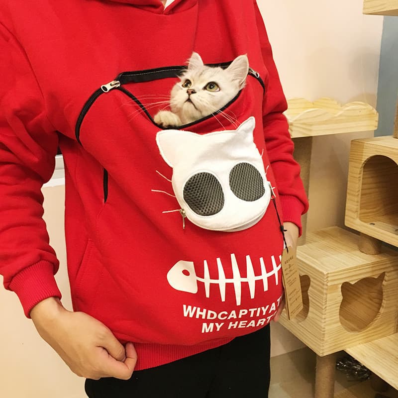 Moletom Amantes Do Gato Com Capuz Canguru Cão Pet Pata Pullovers Abraço Bolsa Bolso Dos Desenhos Animados Senhora Hoodie