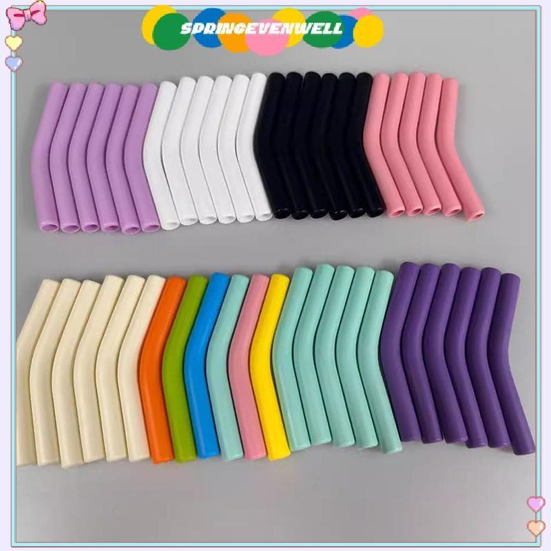 [springevenwell] 6 Pçs/Set Capas De Palha De Silicone Macio Canudos Dicas Adequados Para Bicos Aço Inoxidável Reutilizáv