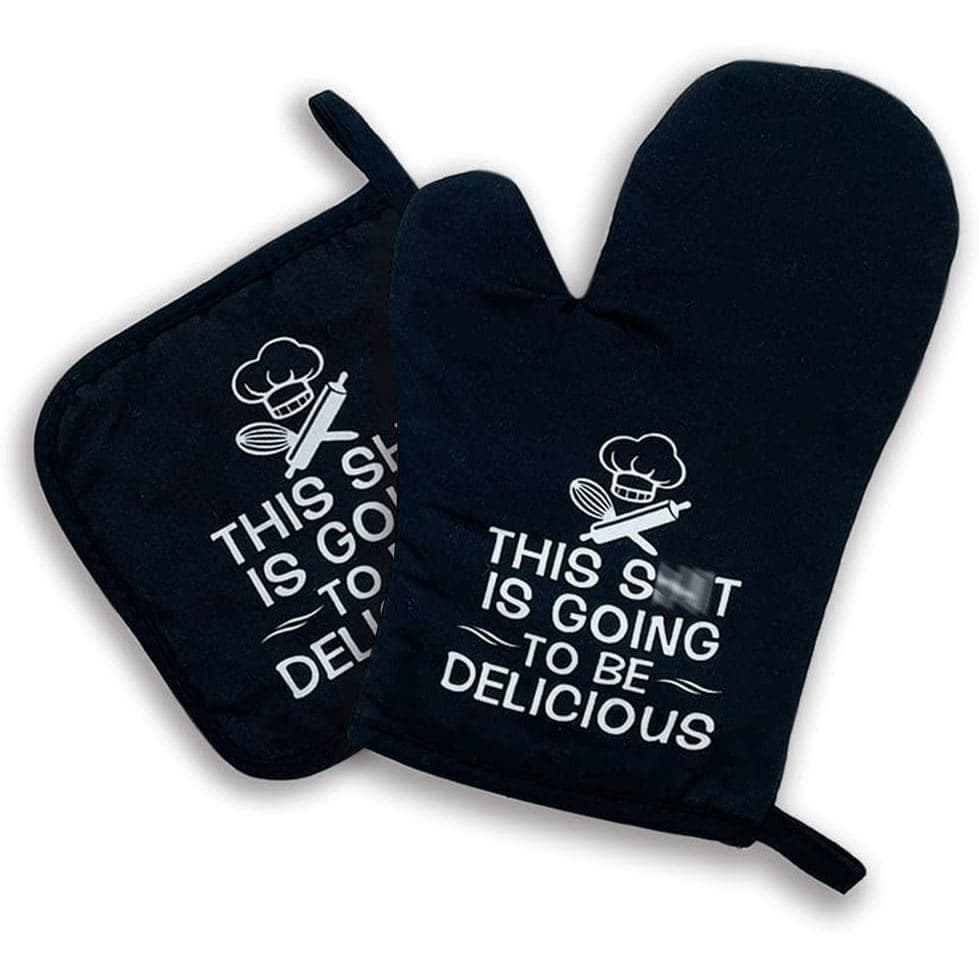 zcyhtqp, This Sxxt is Going to be Delicious, Funny Silicone Non-Slip Oven Mitts and Pot Holders Sets of 2, Kitchen Gift