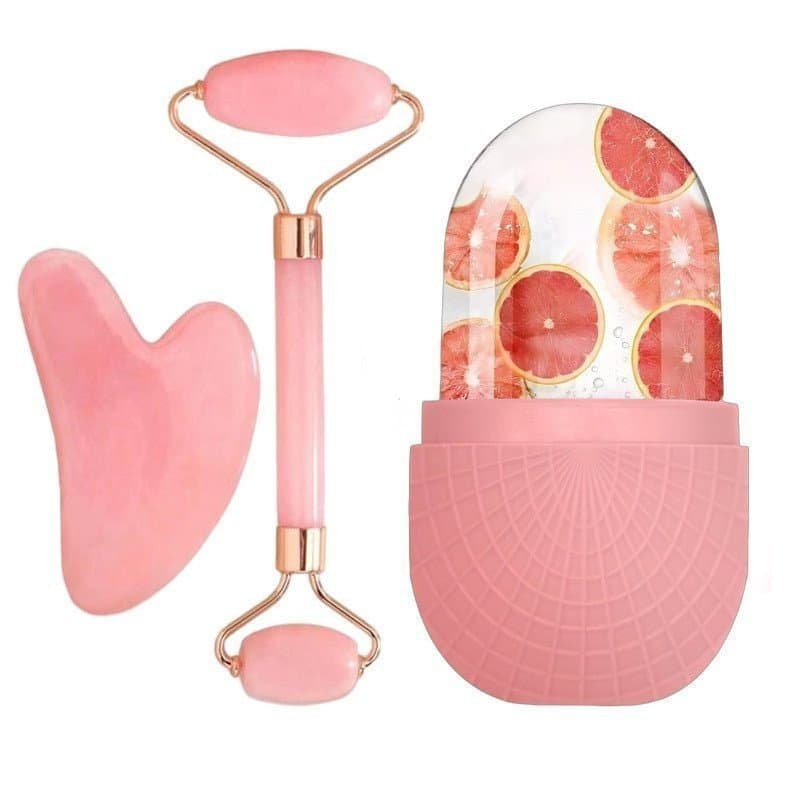 Conjunto De Rolo Facial De Gelo , Ferramentas De Massagem , Placa De Raspagem De Silicone , Pele Brilhante