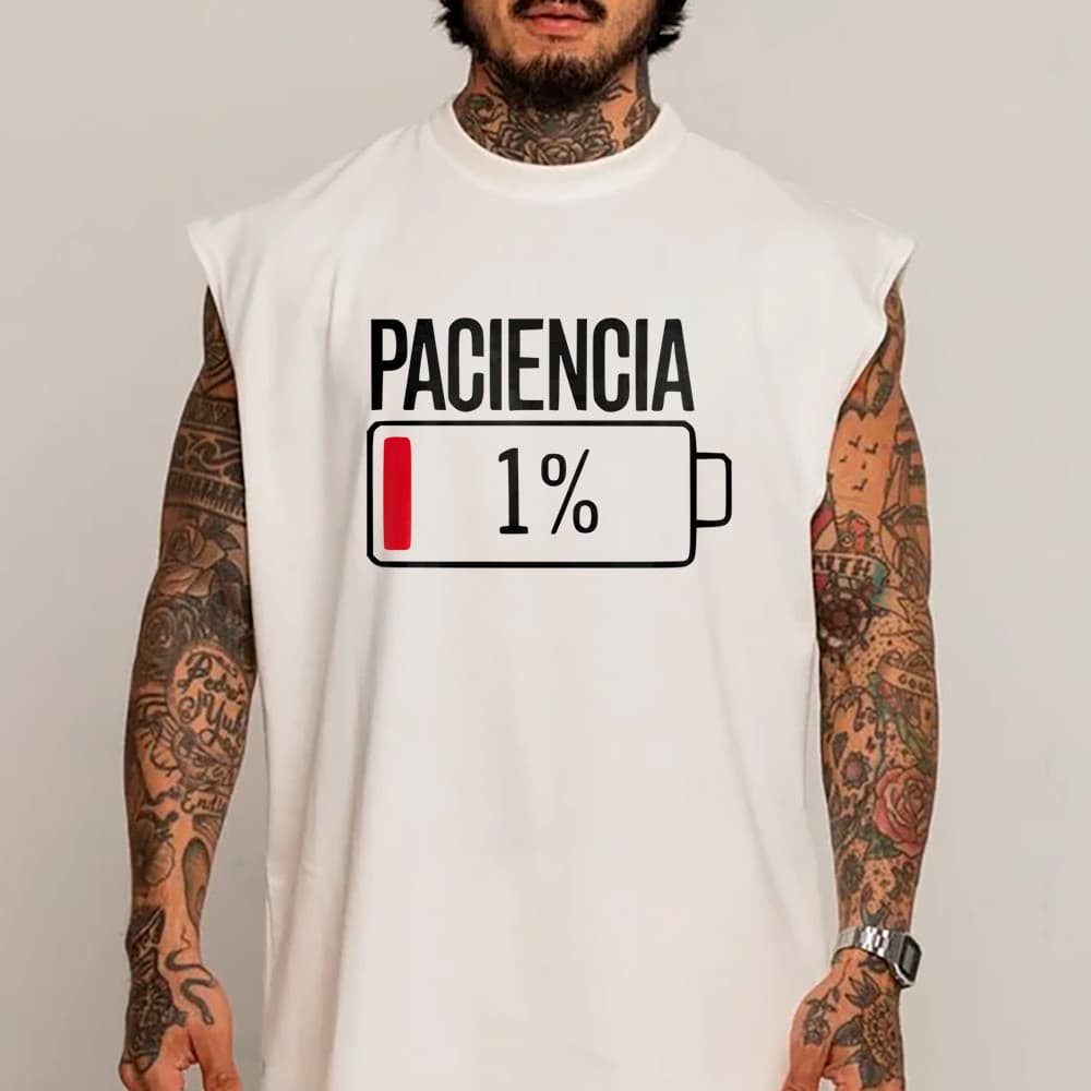 Camiseta Regata Machão Paciência 1% Estilo Casual Engraçada 100% Algodão