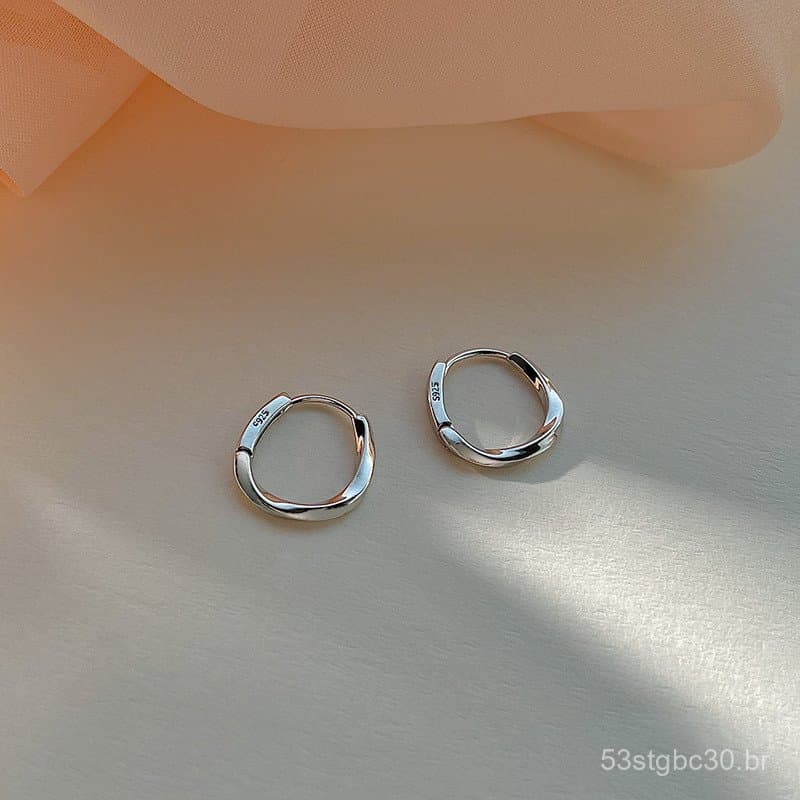 Brincos de luxo leve em estilo francês que você não pode perder~Brincos de argola minimalistas em prata pura para mulher